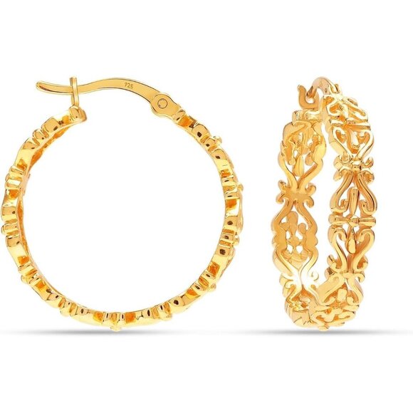 Jewelry - Women's Sterling Gold Hoop Earrings Looks Stylish